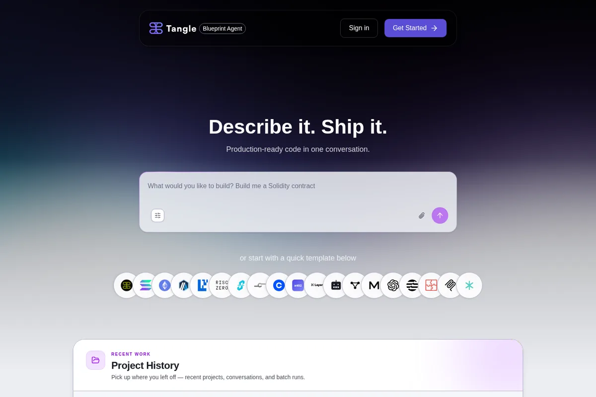 Blueprint Agent, one of the products built on the Tangle AI platform